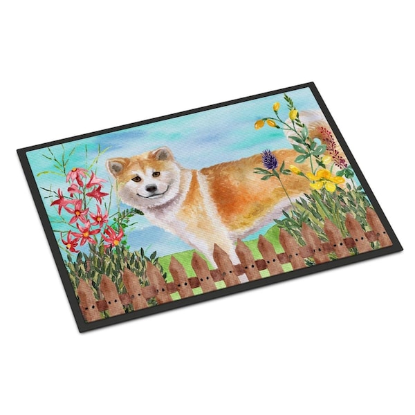Carolines Treasures Shiba Inu Spring Indoor or Outdoor Mat - 18 x 27 in. - CK1240MAT