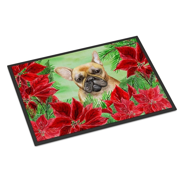 Carolines Treasures French Bulldog Poinsettas Indoor or Outdoor Mat, 24 x 36 in. - CK1336JMAT