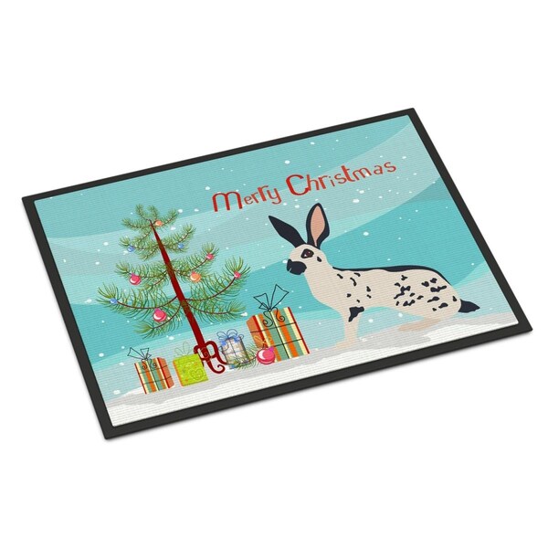 Carolines Treasures English Spot Rabbit Christmas Indoor or Outdoor Mat - 24 x 36 in. - BB9328JMAT