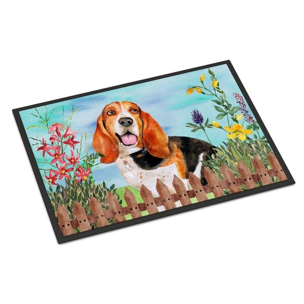Carolines Treasures Basset Hound Spring Indoor or Outdoor Mat - 24 x 36 in. - CK1266JMAT