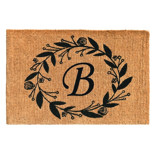 Configuracion 24 x 36 x 1.5 in. Black Rose Rectangular Doormat Natural - Letter B - CO3360649