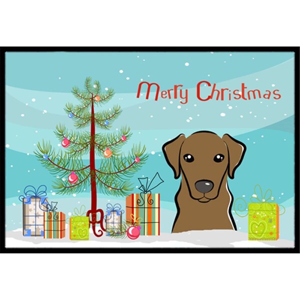 Carolines Treasures Christmas Tree and Chocolate Labrador Indoor or Outdoor Mat- 18 x 27 - BB1606MAT