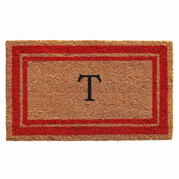 Calloway Mills Monogram Door Mat, Natural, Red, 24 in W x 36 in L - 153032436T