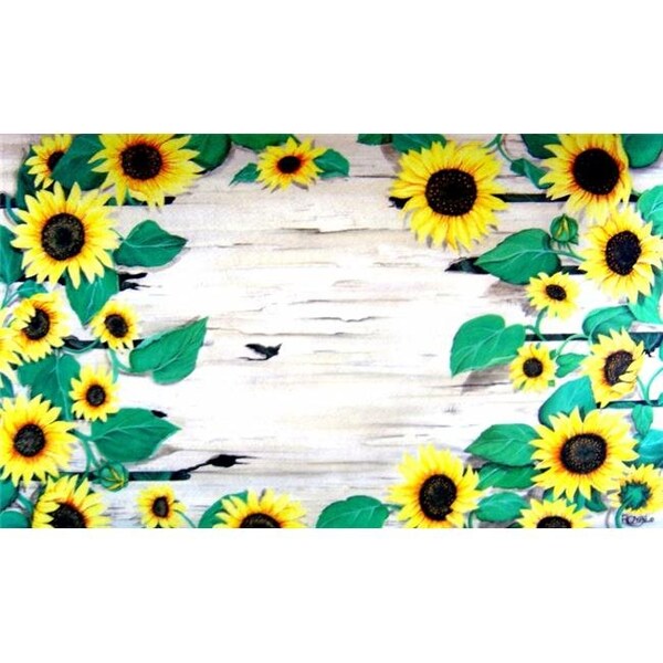 Custom Printed Rugs Custom Printed Rugs AWV081 Sunflower 18 x 30 in. Doormat Rug - Gold & Yellow; Green; Yellow - AWV081