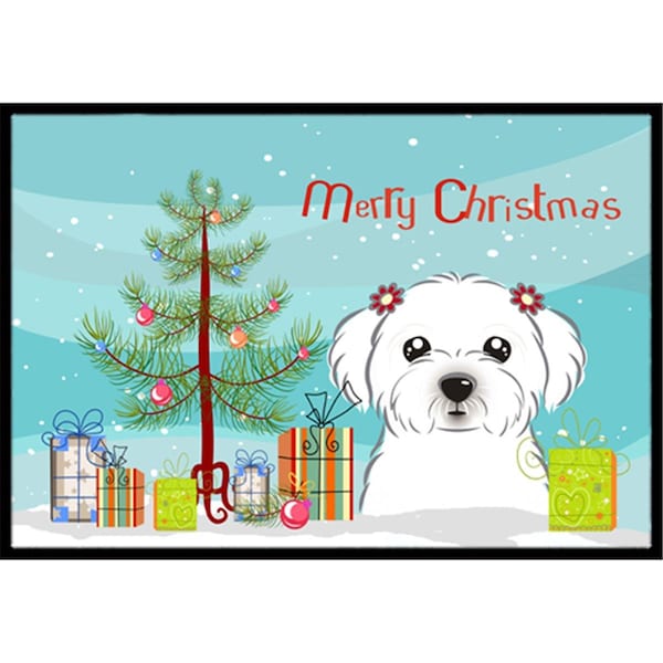Carolines Treasures Christmas Tree and Maltese Indoor or Outdoor Mat- 18 x 27 - BB1580MAT