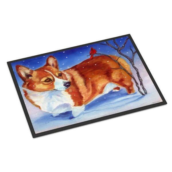 Carolines Treasures 18 x 27 in. Corgi Cardinal Buddy Indoor or Outdoor Mat - 7411MAT