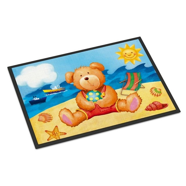 Carolines Treasures Teddy Bear on the Beach Indoor or Outdoor Mat, 18 x 27 in. - APH0088MAT
