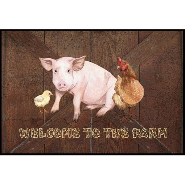 Carolines Treasures Carolines Treasures SB3083MAT Welcome to the Farm with the pig and chicken Indoor or Outdoor Mat - SB3083MAT