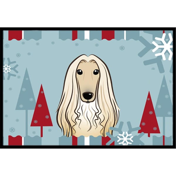 Carolines Treasures Winter Holiday Afghan Hound Indoor and Outdoor Mat- 24 x 36 in. - BB1740JMAT