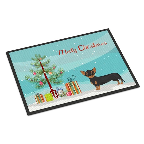 Carolines Treasures 18 x 27 in. Black & Tan Chiweenie Christmas Tree Indoor or Outdoor Mat - CK3816MAT