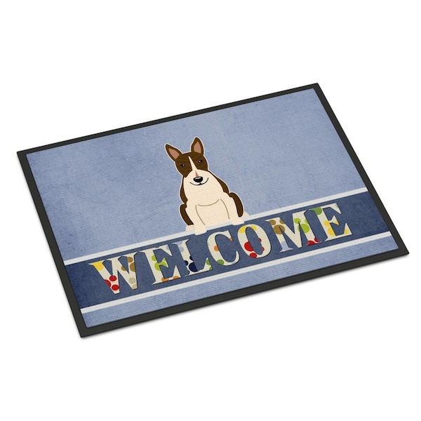 Carolines Treasures 18 x 27 in. Bull Terrier Dark Brindle Welcome Indoor or Outdoor Mat - BB5717MAT