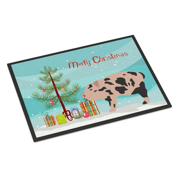 Carolines Treasures Mini Miniature Pig Christmas Indoor or Outdoor Mat, 18 x 27 in. - BB9302MAT