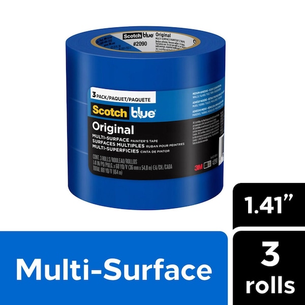 3M ScotchBlue 1.41 in. W X 60 yd L Blue Medium Strength Original Painter's Tape 3 pk - 2090-36AP3