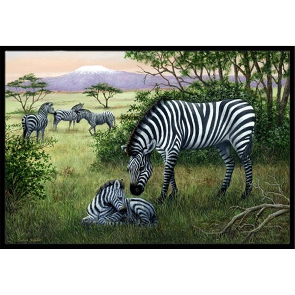 Carolines Treasures Zebras in the Field with Baby Indoor or Outdoor Mat- 24 x 36 - BDBA0385JMAT