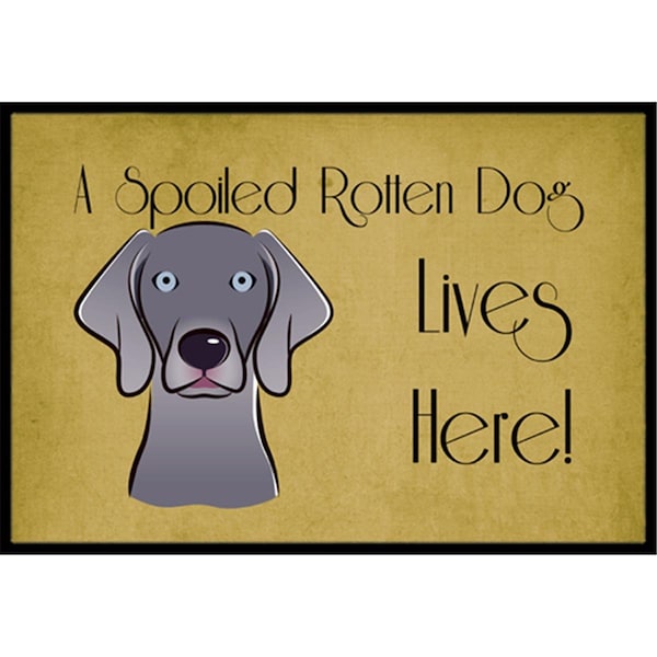 Carolines Treasures Weimaraner Spoiled Dog Lives Here Indoor and Outdoor Mat- 18 x 27 in. - BB1479MAT