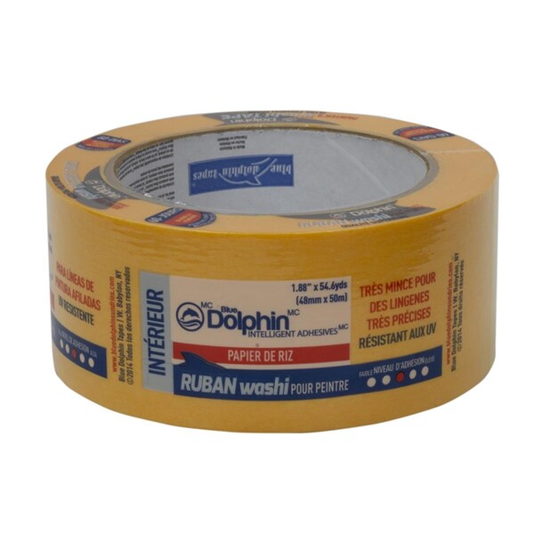 Blue Dolphin 2 in. x 54.6 Yards Yellow Medium Strength Painters Tape - 1895630