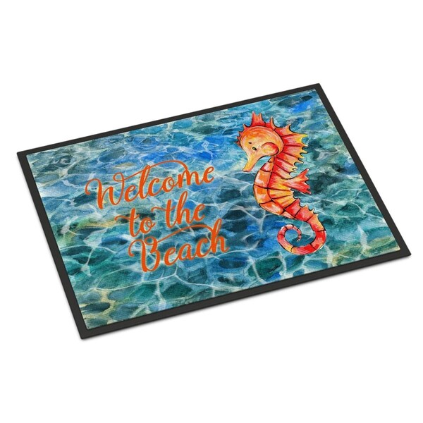 Carolines Treasures Seahorse Welcome Indoor Or Outdoor Mat - 24 x 36 in. - BB8519JMAT