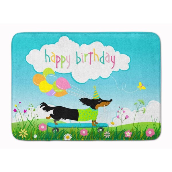 Carolines Treasures Happy Birthday Dachshund Machine Washable Memory Foam Mat - VHA3029RUG