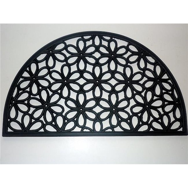 Geo Crafts Geo Crafts G162 DAISY RBR-HR 18 x 30 in. Half Round Rubber Daisy Scroll Doormat - G162 DAISY RBR/HR