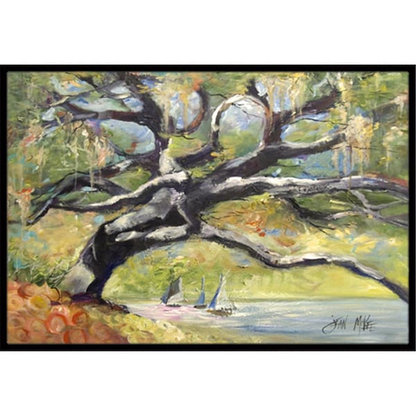 Carolines Treasures Oak Tree On The Bay With Sailboats Indoor and Outdoor Mat- 24 x 36 in. - JMK1132JMAT