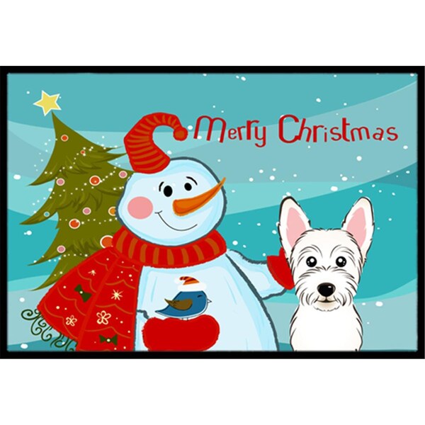 Carolines Treasures Snowman With Westie Indoor and Outdoor Mat- 24 x 36 in. - BB1846JMAT