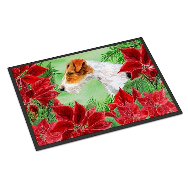 Carolines Treasures Fox Terrier Poinsettas Indoor or Outdoor Mat, 24 x 36 in. - CK1298JMAT