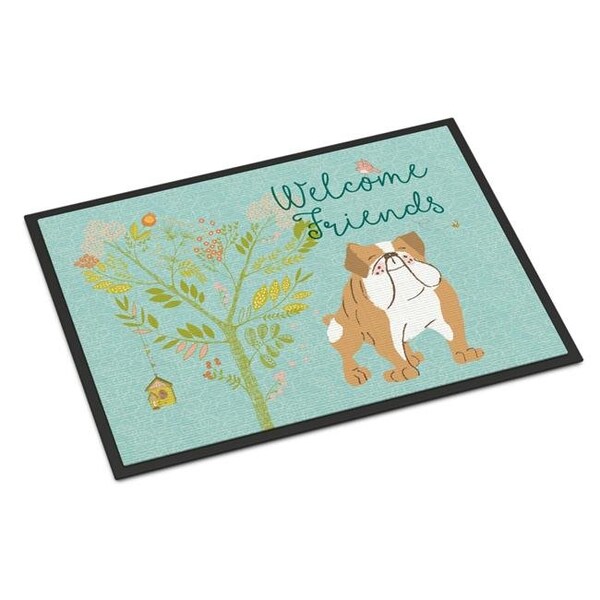 Carolines Treasures Carolines Treasures BB7602MAT Welcome Friends English Bulldog Indoor or Outdoor Mat; 18 x 27 in. - BB7602MAT