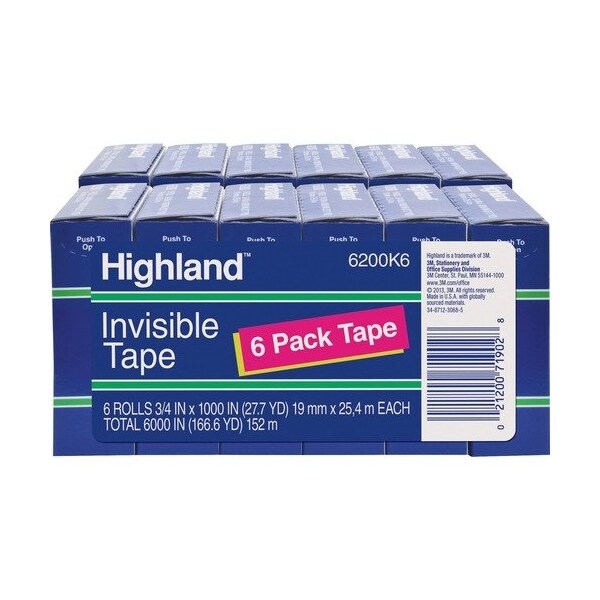 3M Commercial Tape, Invisbl, Econ, 3/4X1000, 2PK - MMM6200341000BD