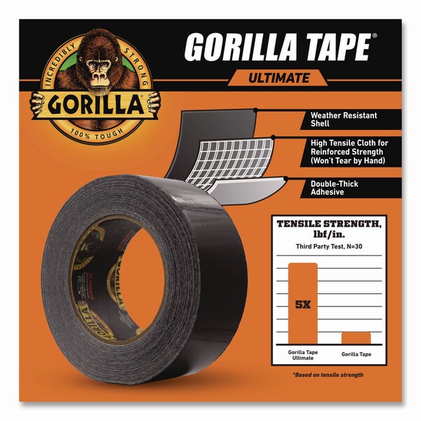 Gorilla Glue Ultimate Tape, 3in Core, 1.88in x 20 yd, Black - 113499