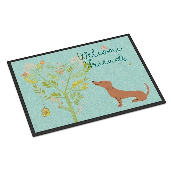Carolines Treasures Carolines Treasures BB7631MAT Welcome Friends Red Dachshund Indoor or Outdoor Mat; 18 x 27 in. - BB7631MAT