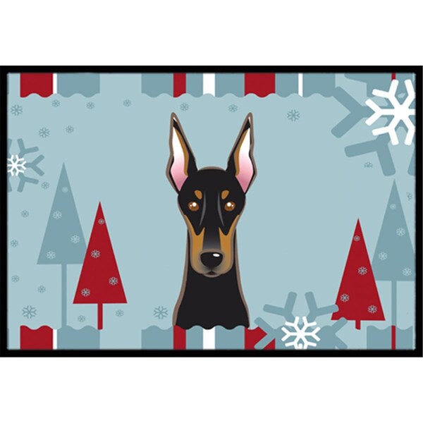 Carolines Treasures Winter Holiday Doberman Indoor and Outdoor Mat- 24 x 36 in. - BB1741JMAT