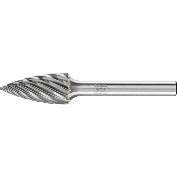 Pferd Carbide Bur - Tree Shape Pointed, INOX Cut - 1/2" x 1" x 1/4" Shank - SG-5 - 24817