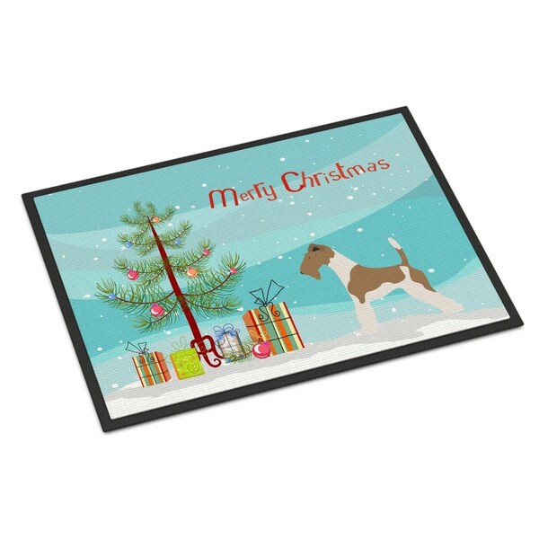 Carolines Treasures Wire Fox Terrier Christmas Indoor or Outdoor Mat, 24 x 36 in. - BB8446JMAT