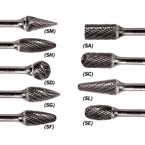 Walter Surface Technologies Carb Bur, Tree Sf 6" Shk 1/4"x3/8"x3/4" - 01V614