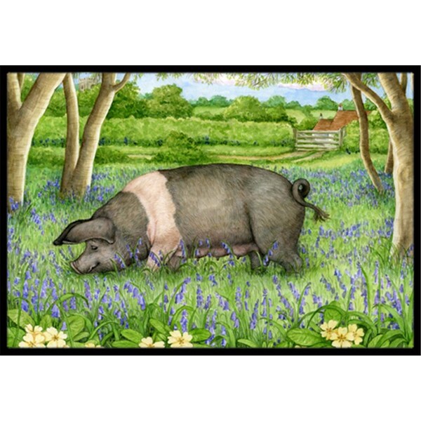 Carolines Treasures Pig in Bluebells by Debbie Cook Indoor or Outdoor Mat- 18 x 27 - CDCO0377MAT