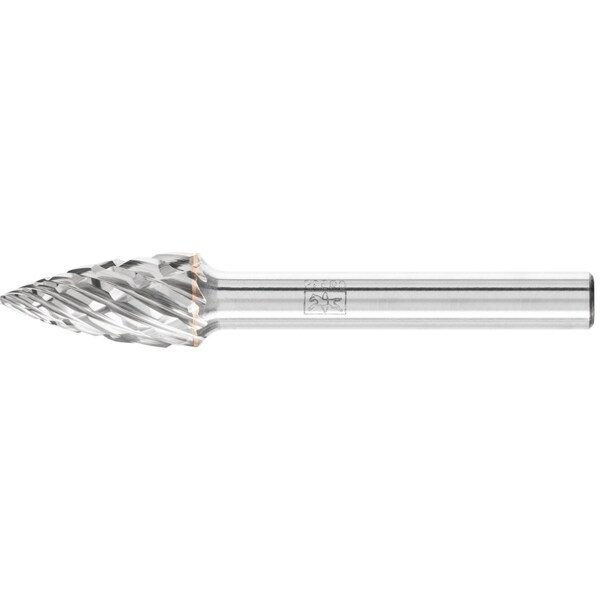 Pferd Carbide Bur - Tree Shape (Pointed), STEEL Cut - 3/8" x 3/4" x 1/4" Shank - SG-3 - 24808