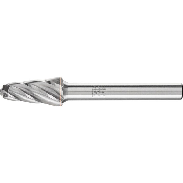 Pferd HICOAT Carbide Bur - 14° Taper, ALU cut - 3/8" x 17/16" x 1/4" shank - SL-3, HC-NFE Coating - 25160