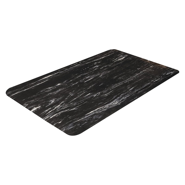 Crown Matting Technologies Antifatigue Mat, 36" L x 24" W, 0.5" Thickness, Marbleized Rubber, Black - CU 2436BK