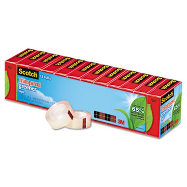 Scotch Transparent Greener Tape .75 in. x 900 in. 1 in. Core 12 Rolls - SC31458