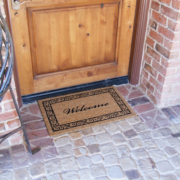 Rubber-Cal "Estate Style Welcome Doormat" Coco Coir Mats, 18 x 30-Inch - 10-106-021P