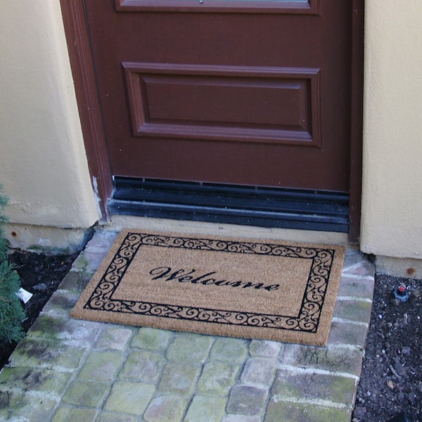 Rubber-Cal "Estate Style Welcome Doormat" Coco Coir Mats, 18 x 30-Inch - 10-106-021P