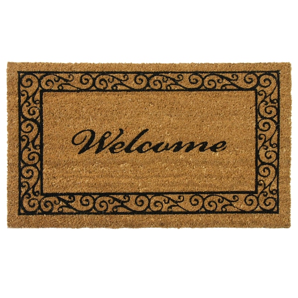 Rubber-Cal "Estate Style Welcome Doormat" Coco Coir Mats, 18 x 30-Inch - 10-106-021P