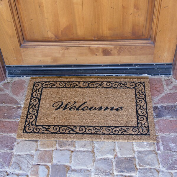 Rubber-Cal "Estate Style Welcome Doormat" Coco Coir Mats, 18 x 30-Inch - 10-106-021P