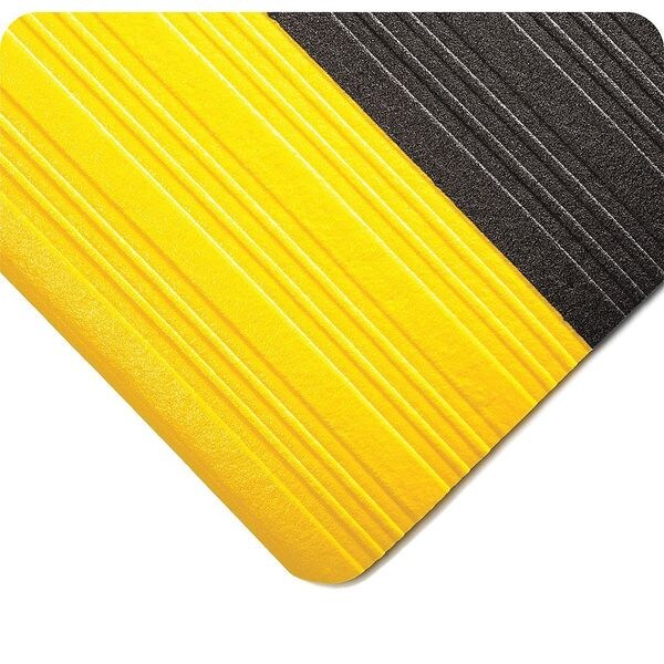 Wearwell Antifatigue Mat, 5 ft. L x 3 ft. W, 3/8" Thickness, Tuf Sponge, Black/Yellow - 451.38X3X5BYL