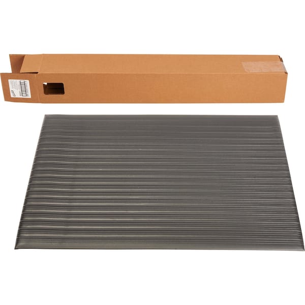 Genuine Joe Antifatigue Mat, 36" L x 24" W, 0.38" Thickness, Textured, Black - GJO53231