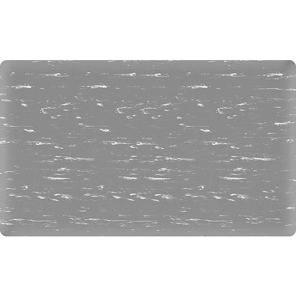 Apache Mills Antifatigue Mat, 4 ft L x 60 ft W, 7/8 in Thickness, Marbleized Vinyl, Gray/White - 3956407004X60