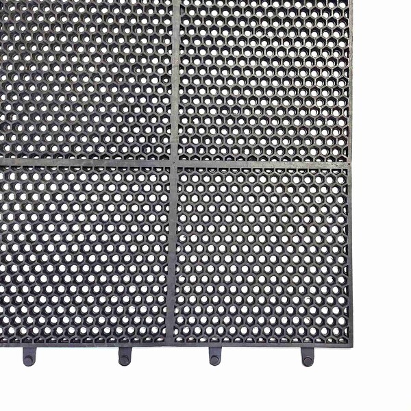 Rhino Mats Hex-O-Lite Drain-Thru Drainage Mat, Rubber, Drainage Holes, 3 ft W x 4 ft L, Black - HC3648BLK