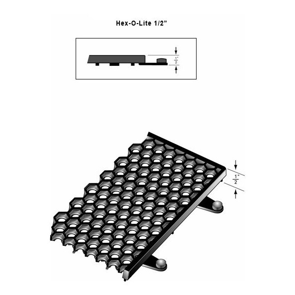Rhino Mats Hex-O-Lite Drain-Thru Drainage Mat, Rubber, Drainage Holes, 3 ft W x 4 ft L, Black - HC3648BLK