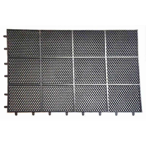 Rhino Mats Hex-O-Lite Drain-Thru Drainage Mat, Rubber, Drainage Holes, 3 ft W x 4 ft L, Black - HC3648BLK