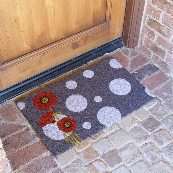 Rubber-Cal "Rouge Contemporary" Floral Coir Matting, 18 x 30-Inch - 10-106-001